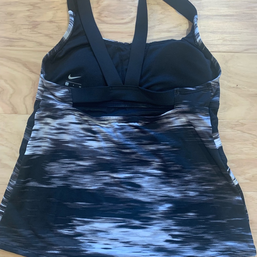 Small Nike black and white exercise/swim tank top with sexy back & 2 black mesh